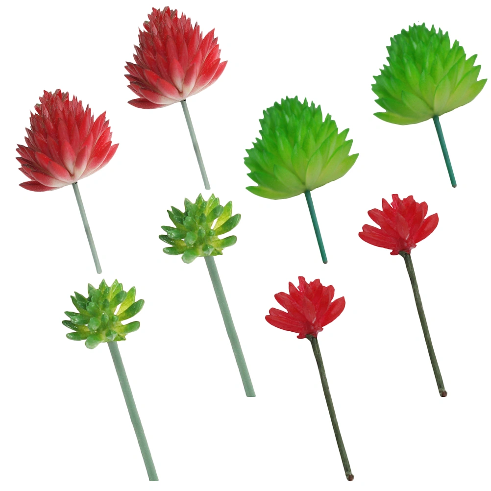 8 Pcs 2 Sets Beautiful Imitated Succulents Simulation Plants (Red Green)