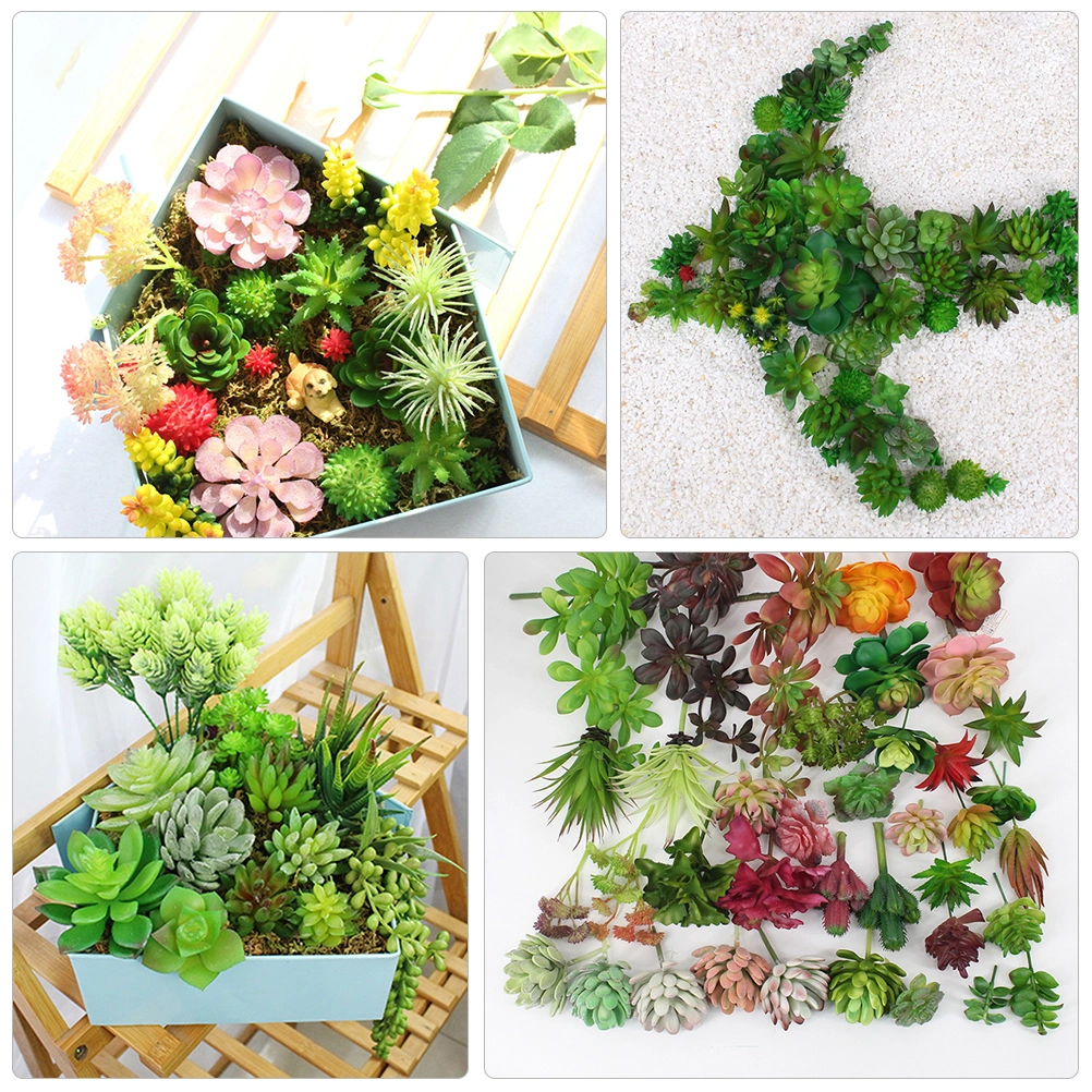8 Pcs 2 Sets Beautiful Imitated Succulents Simulation Plants (Red Green)