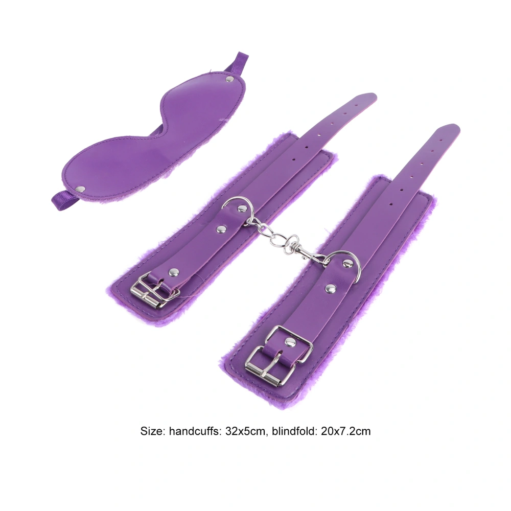 2pcs Sex Handcuffs and Blindfold Set Restraining Bondageromance Roleplay Accessories for Adults Couples Purple