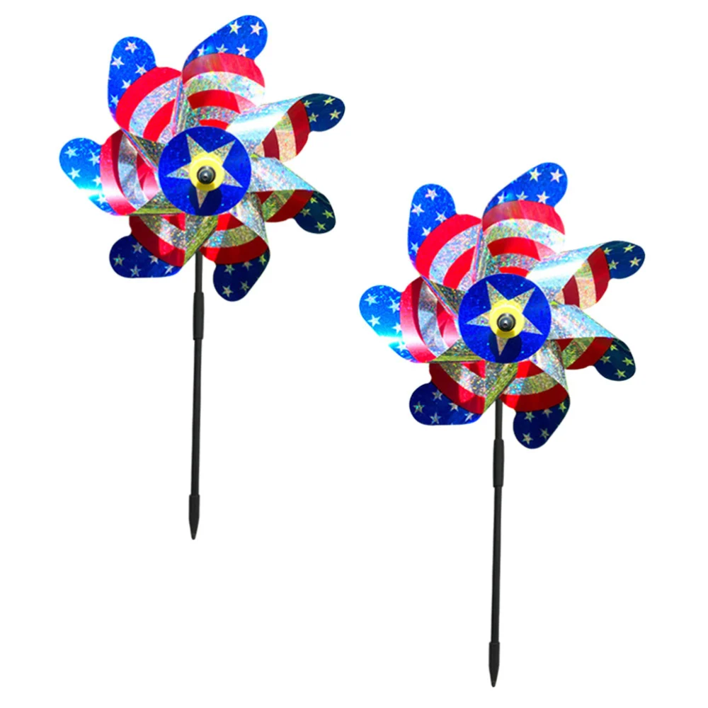 2Pcs Decorative Windmills Colorful Wind Spinners Ornaments Garden Decor