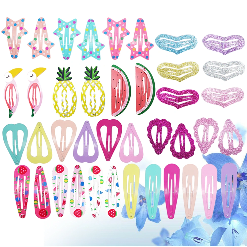 40pcs Sequin Hair Clips Fruits Pattern Barrettes Shiny Hair for Kids Mixed Style