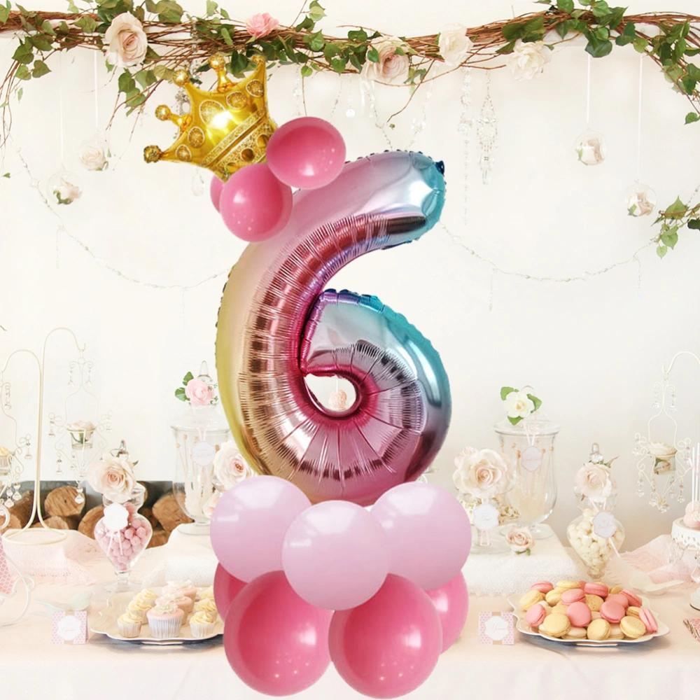 32 Inches Aluminum Foil Balloon Crown Decoration Allochroic Balloon Set Party Supplies (Number 6)