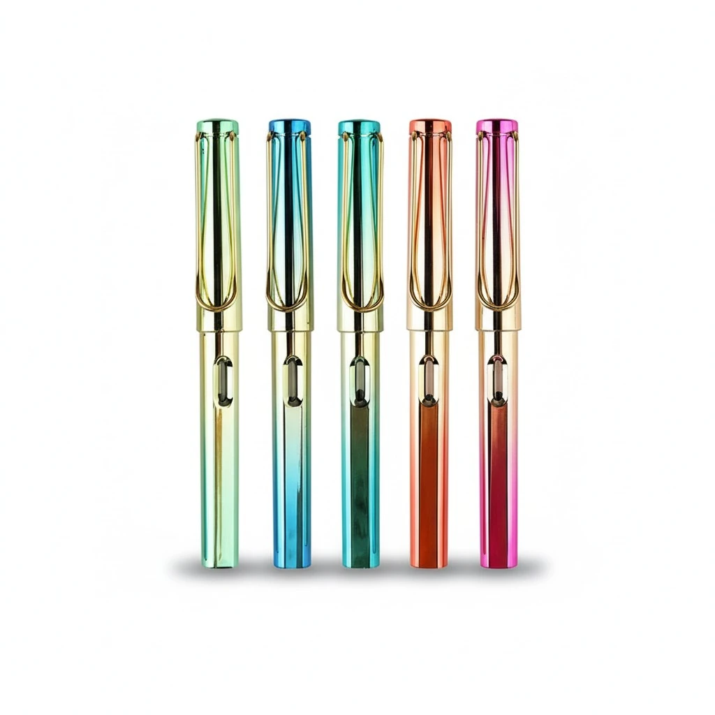 5Pcs Students Practice Calligraphy Pen Portable Colored Fountain Pens with Ink Sacs