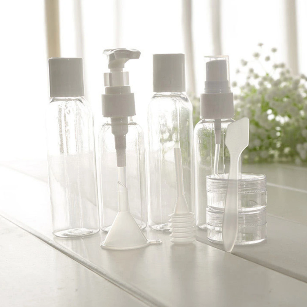 6pcs Portable Travel Bottles Set Refillable Spary Bottle Container for Shampoo Toiletries Lotion (Random Cover Color, Transparent Bottle)