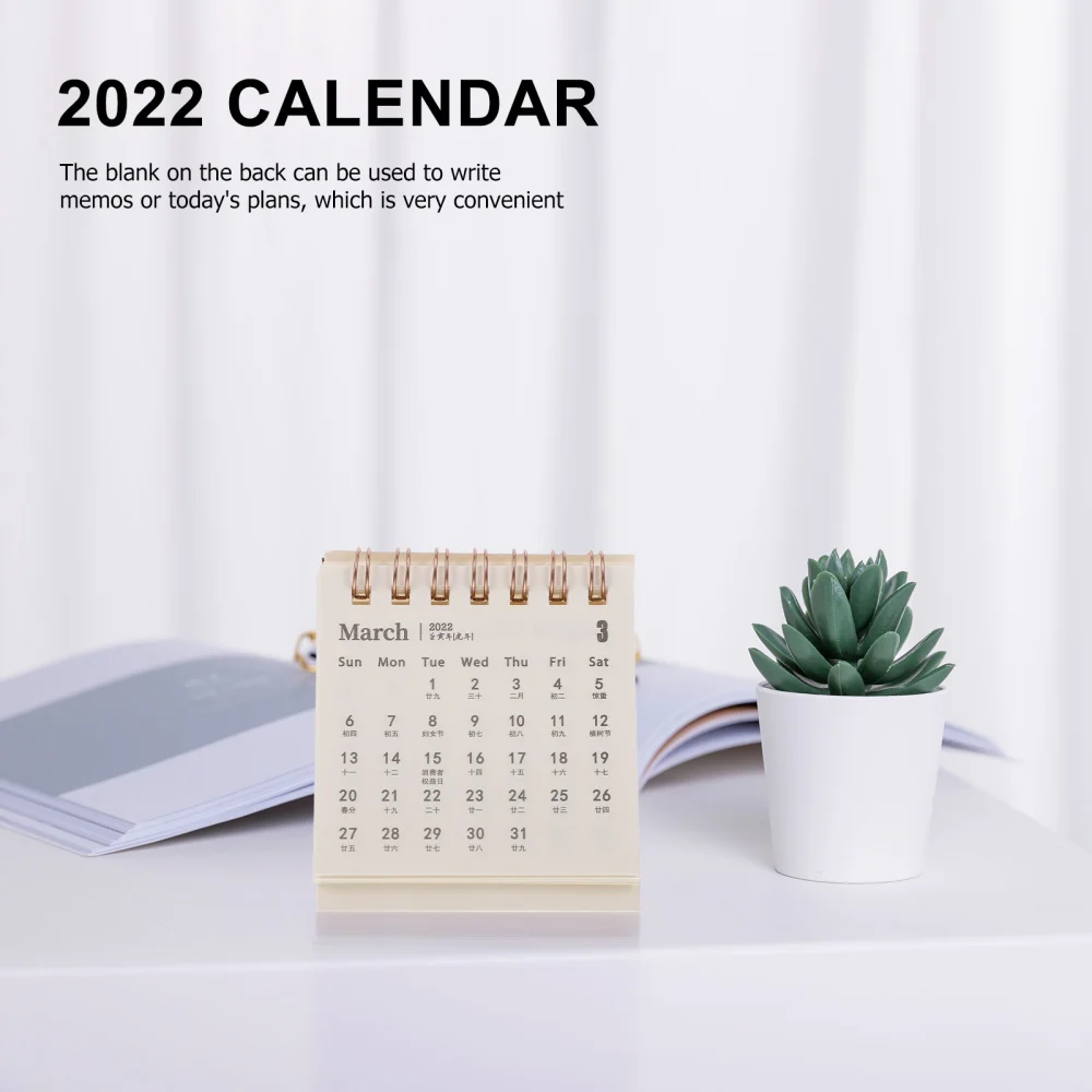 5Pcs Desktop 2022 Calendars Table Paper Calendars Yearly Agenda Planners