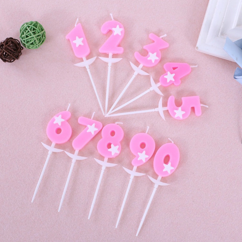 10pcs Number Cake Topper Candle Pentagram Digital Birthday Cake Candle Creative Cake Topper Candle