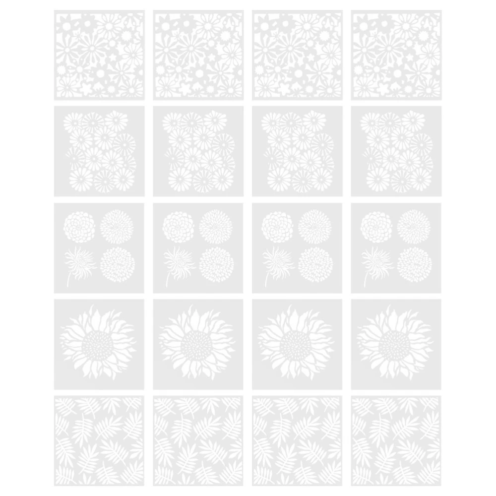 20 Sheets of Flower Stencils Floral Hollow Templates Flower Plastic Stencils