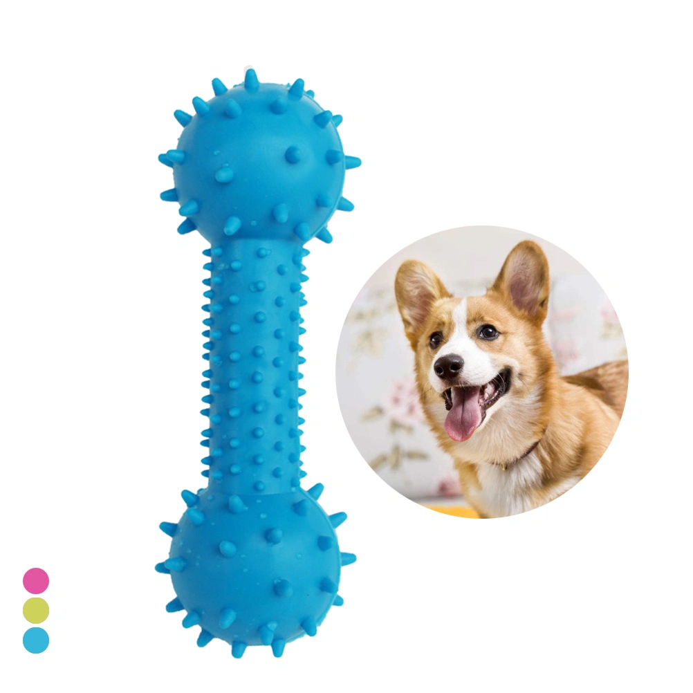 Dog Cat Rubber Sound Spiny Barbell With Bells Chew Molar Toys Pet Training Products Accessories Interactive Supplies (Random Color)