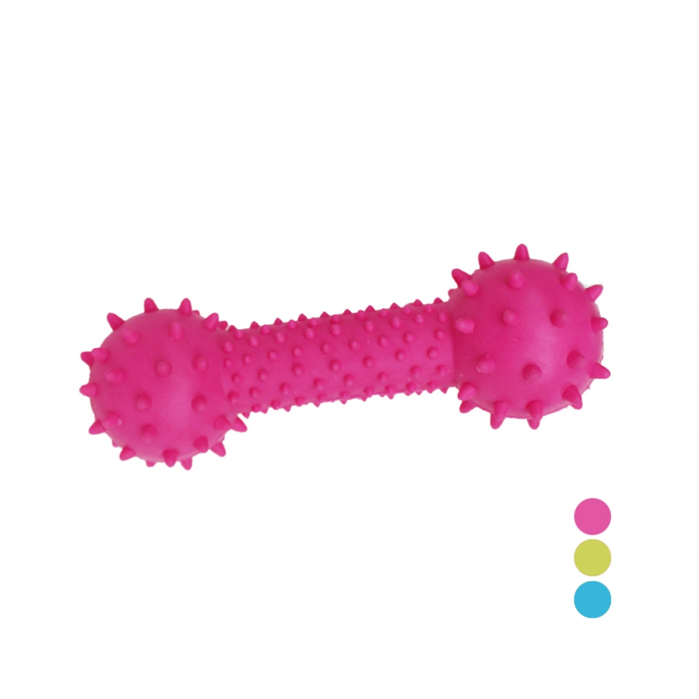 Dog Cat Rubber Sound Spiny Barbell With Bells Chew Molar Toys Pet Training Products Accessories Interactive Supplies (Random Color)