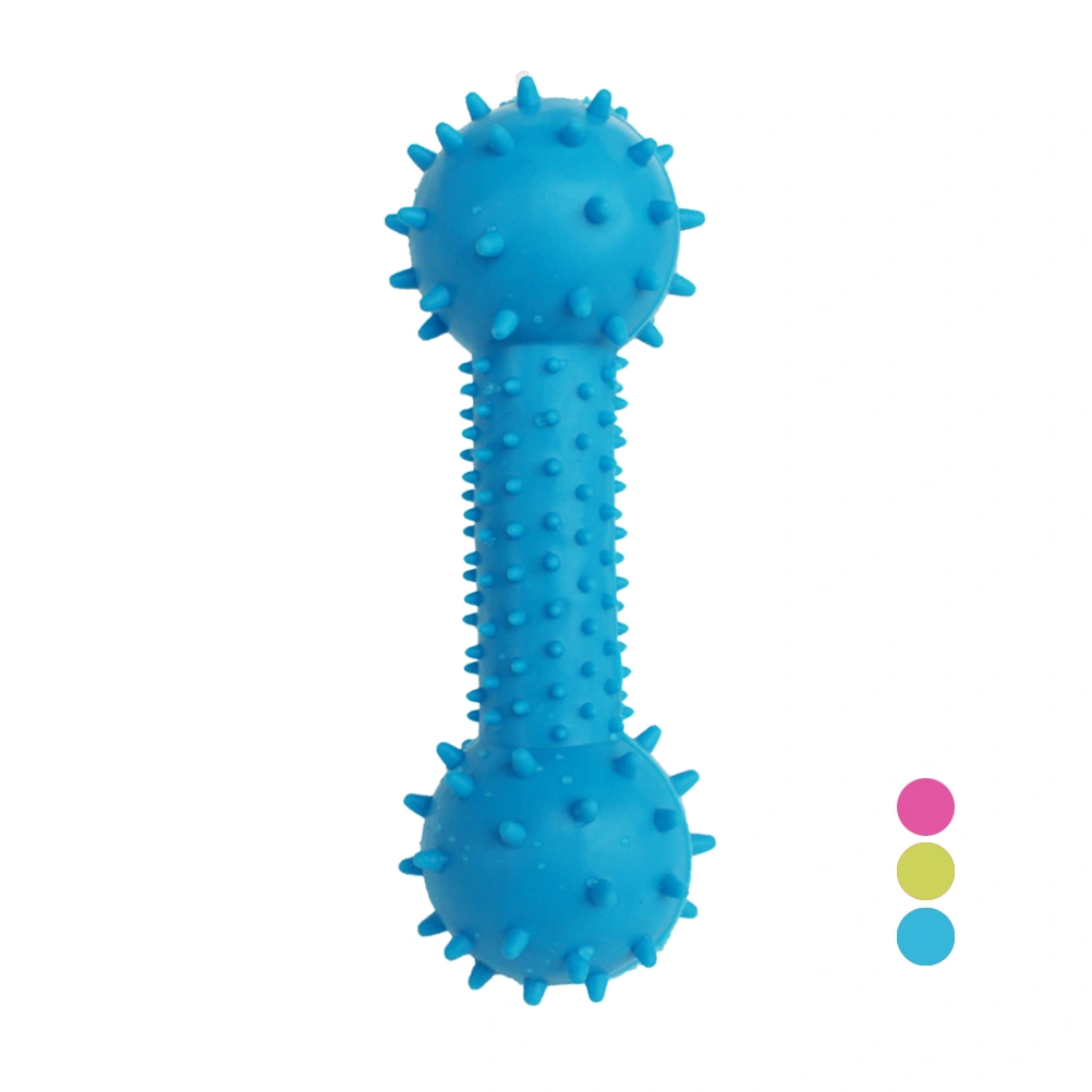 Dog Cat Rubber Sound Spiny Barbell With Bells Chew Molar Toys Pet Training Products Accessories Interactive Supplies (Random Color)