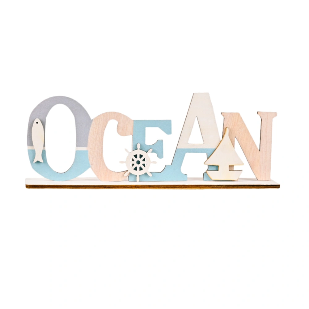 Wooden Mediterranean Style Ocean Sign Creative Delicate Desktop Sign Ornament