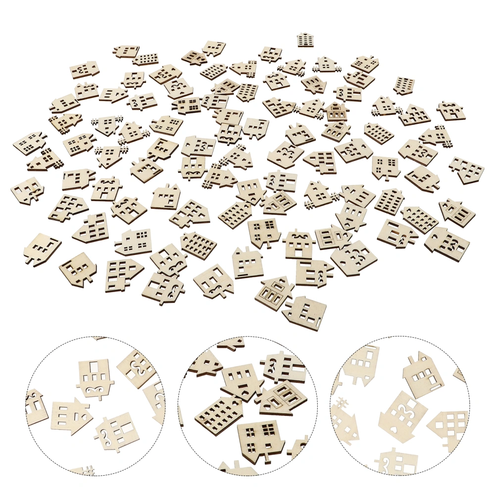 100pcs Kindergarten Children DIY House Wood Chips Unpainted Wood Slices