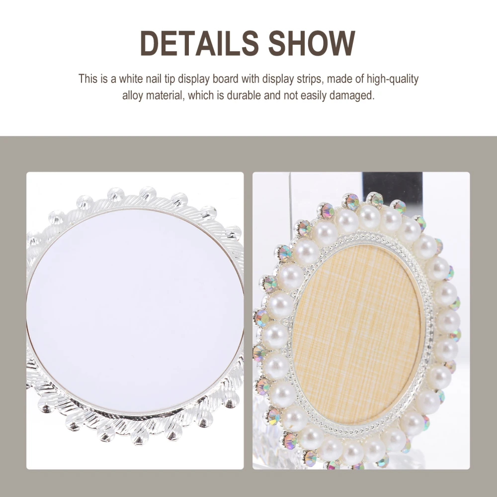 1Pc Small Nail Tip Display Board with Delicate Pearls Display Rack White