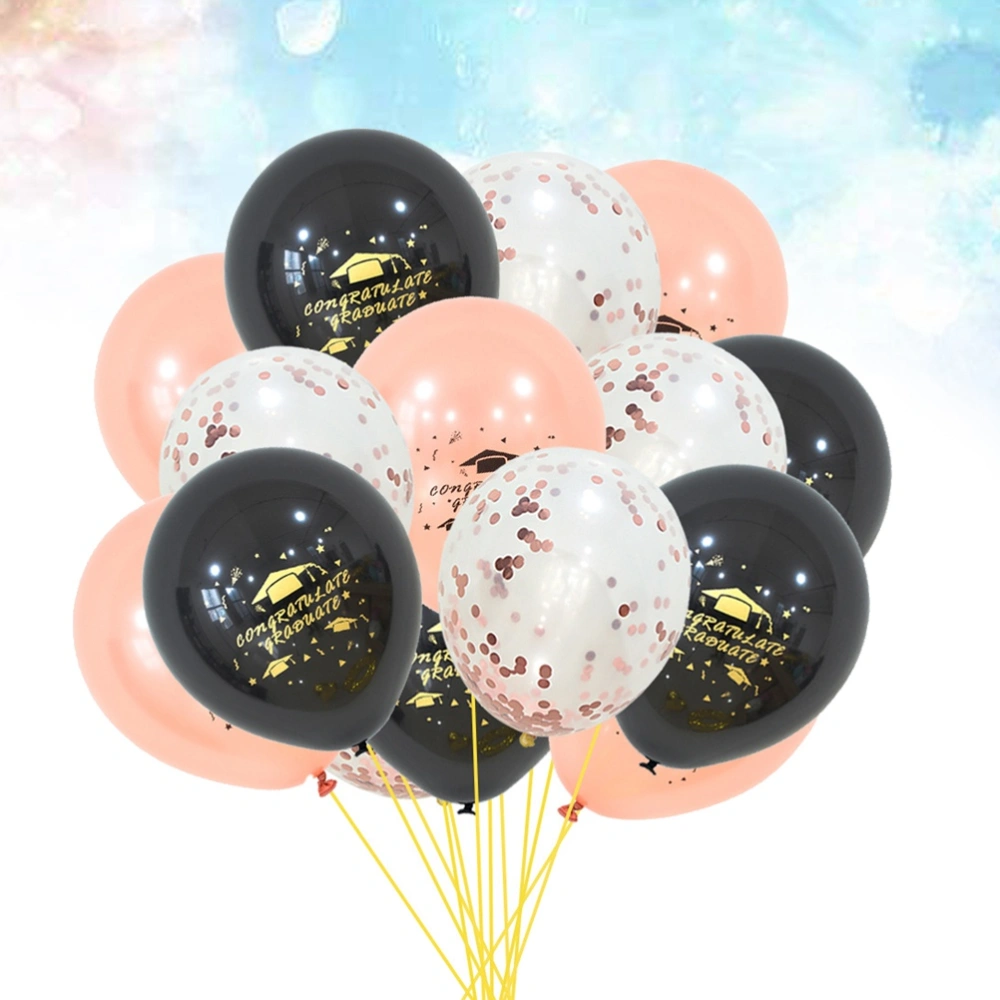 15pcs Creative Graduation Latex Balloons Set Foil Balloon Cogratulate Graduation Balloons for Graduation Ceremony Party Decor