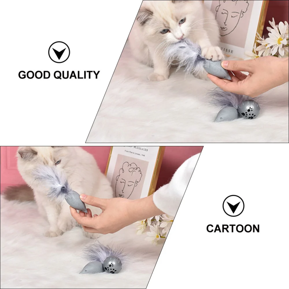 4pcs Funny Cats Feather Mouse Toys and Interactive Bell Balls for Kitten Playing