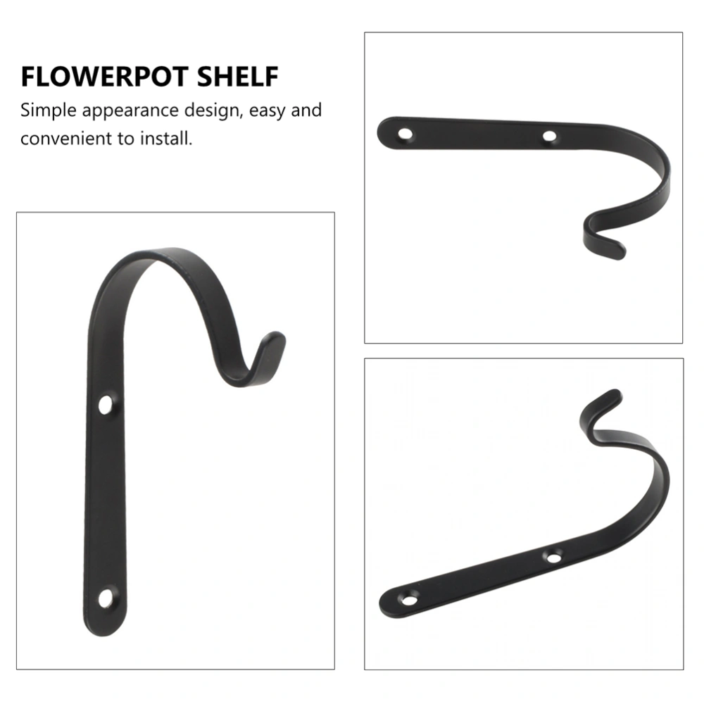 1 Set 2 Pcs Iron Hooks Lantern Flowerpot Brackets Decorative Wall Hooks (Black)