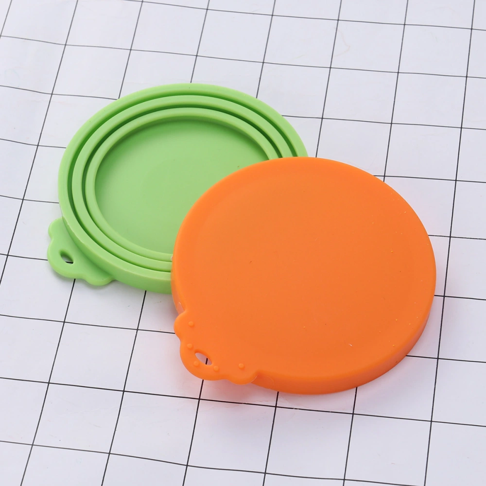 2Pcs Food-Grade Silicone Pet Food Storage Can Lid Cover for Multiple Sizes (Orange and Green)