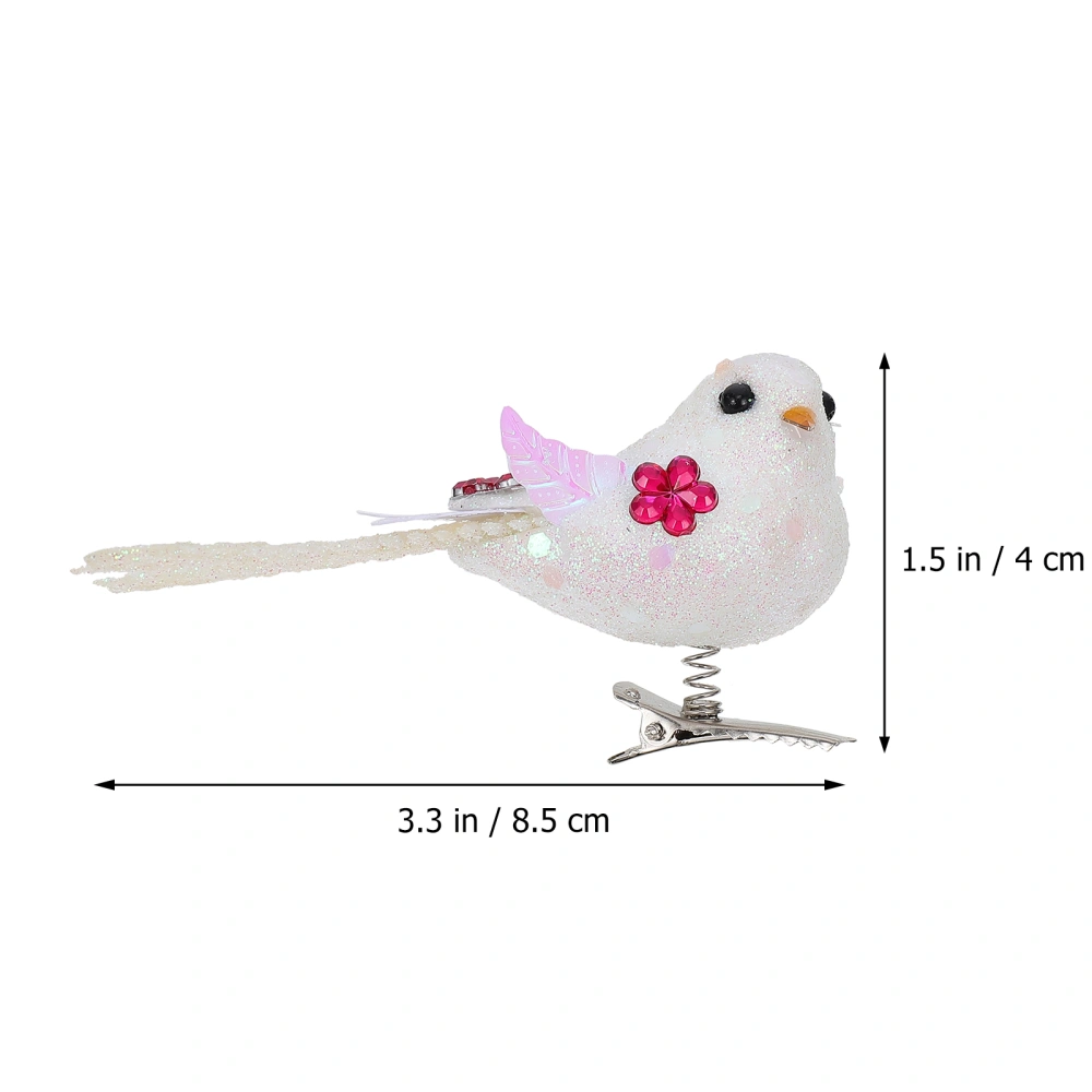 6pcs Simulated Bird Decorations Christmas Tree Decors for Home (White)