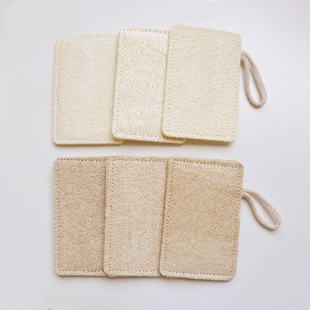 6PCS Loofah Exfoliator Body Brush Shower Towels Back Rub Bathing Towel Bathroom Supplies for Home Dorm (White)