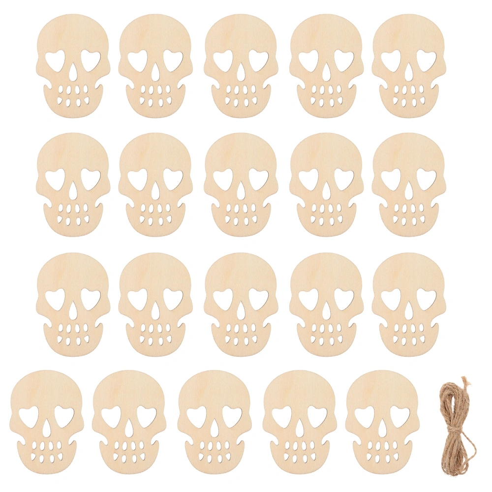 20 Pcs Halloween Skull Hanging Decors Wood Skull Ornaments Party Pendants