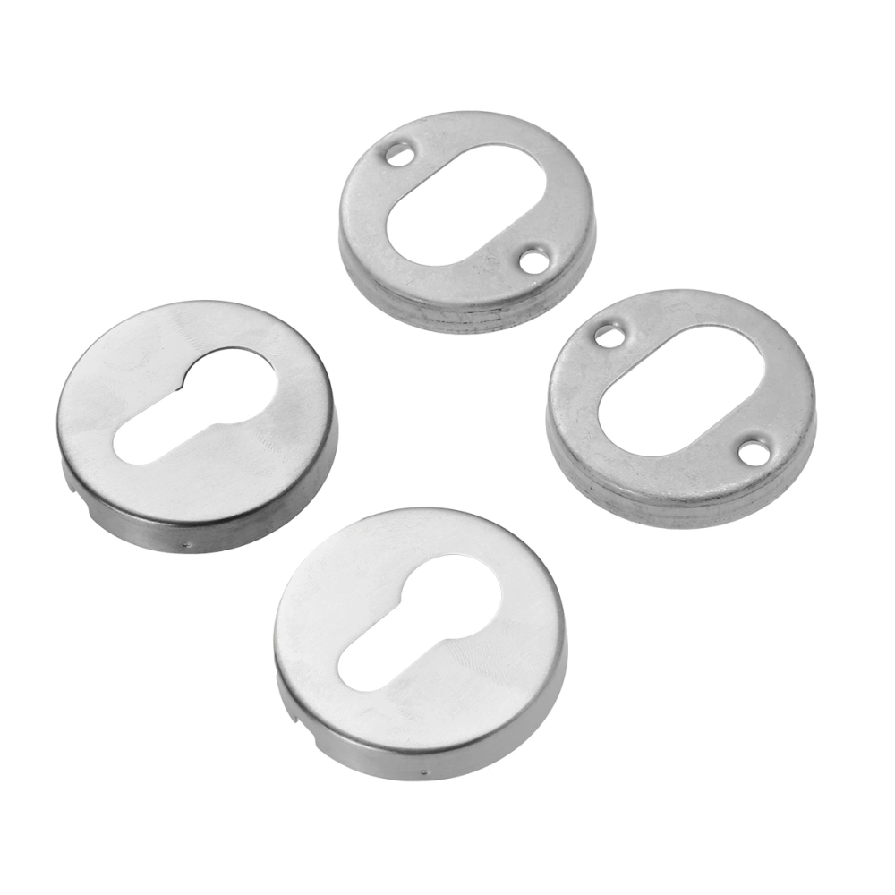 One Pair of Stainless Steel Key Hole Covers Detachable Brushed Texture Keyhole Escutcheons with Screws - Random Base Covers (Silver)