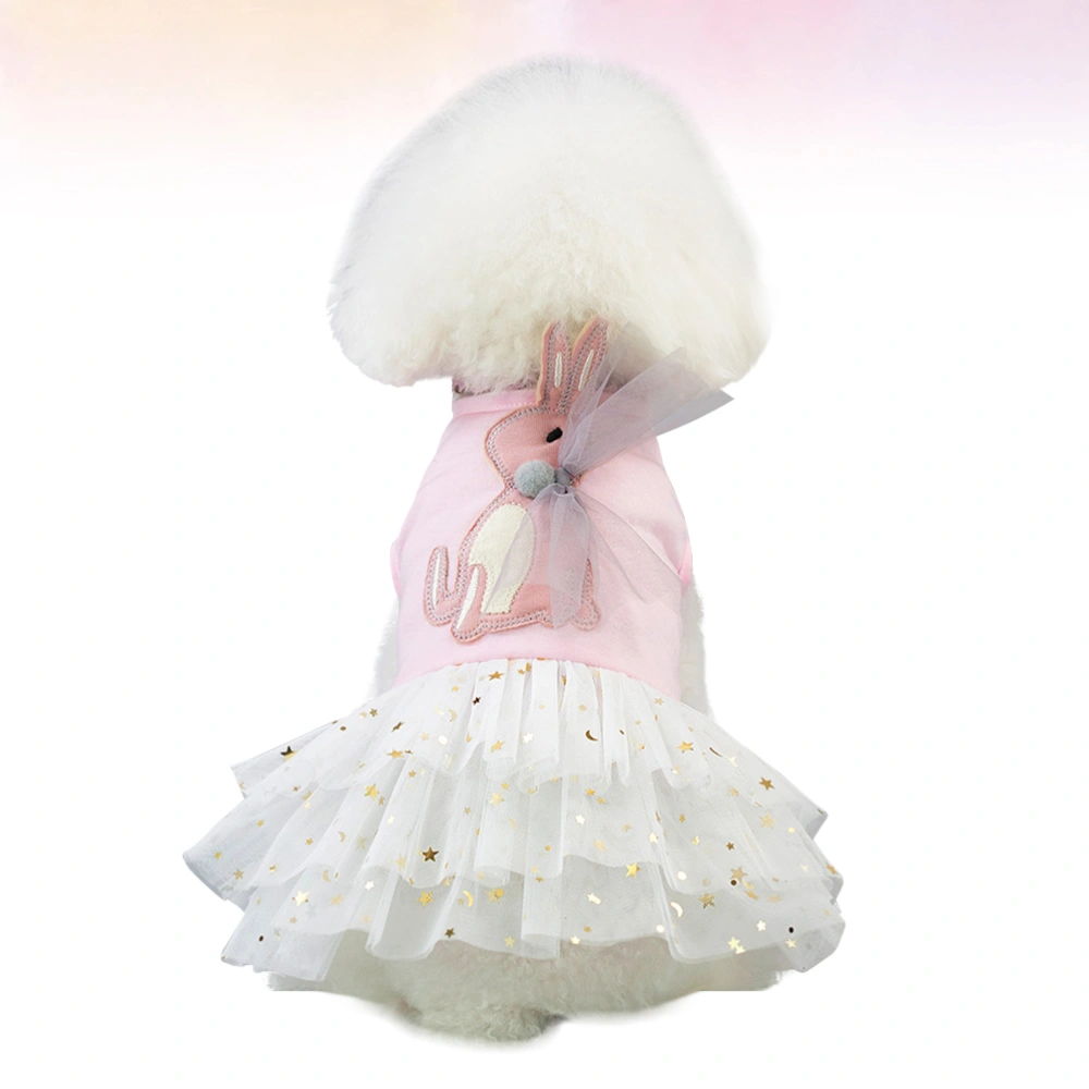 Lovely Pet Dress Rabbit Tutu Skirt Lace One-piece Pet Clothes for Dog Puppy (Pink, Size L)