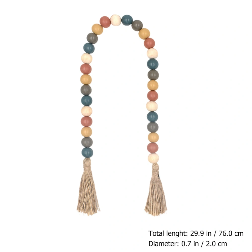 Colorful Wooden Beads Home Decoration Rural Tassel Beads Hanging Decoration