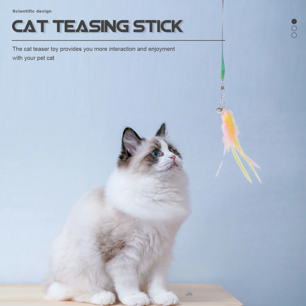 3Pcs Cat Teaser Wands Ribbon Design Cat Teasing Sticks Long Handle Cat Sticks Cat Teaser Toys