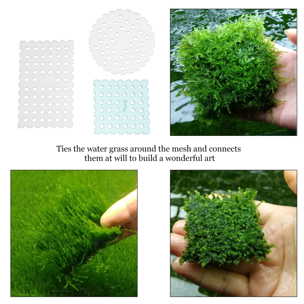 3pcs Aquatic Moss Mesh Net Acrylic Water Grass Net Moss Plant Carpet (White)