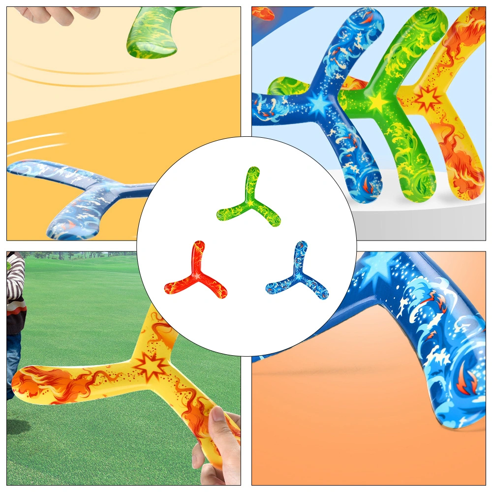3pcs 3 Leaves Boomerang Toy Outdoor Maneuver Dart Kids Flying Toy (Random Color)