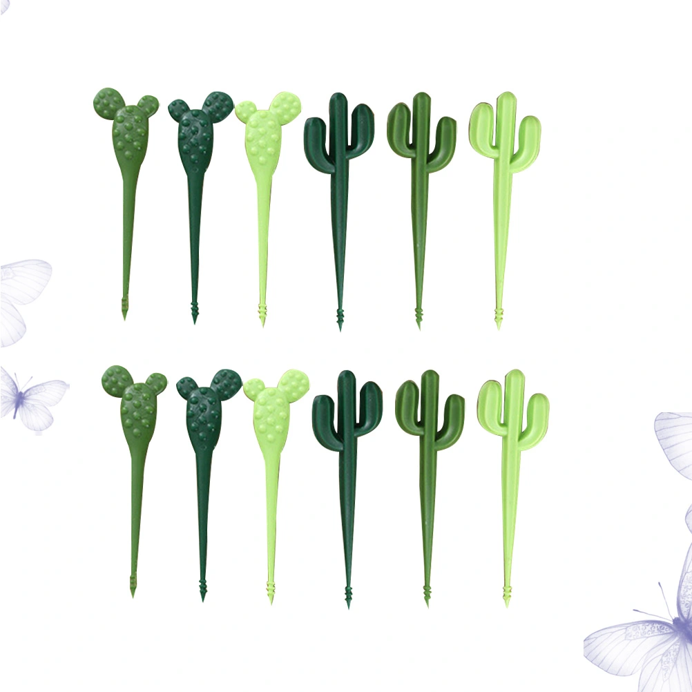 12pcs Cactus Shape Fruit Forks Lovely Dessert Forks Cartoon Cake Forks Party Supplies for Home Banquet Bar