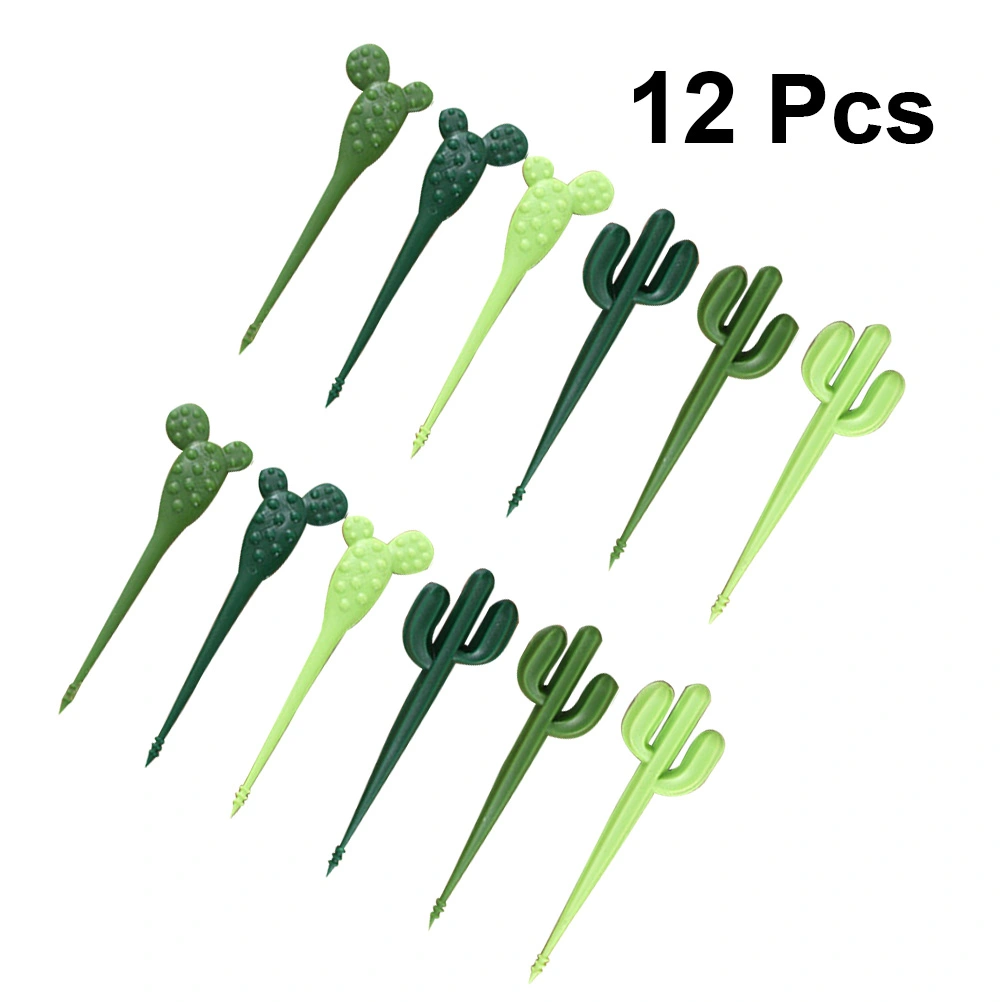 12pcs Cactus Shape Fruit Forks Lovely Dessert Forks Cartoon Cake Forks Party Supplies for Home Banquet Bar