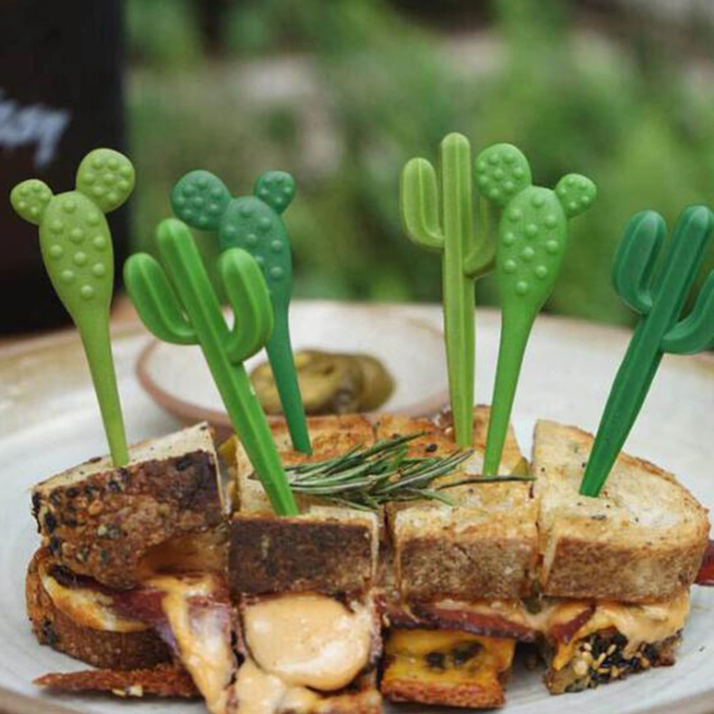 12pcs Cactus Shape Fruit Forks Lovely Dessert Forks Cartoon Cake Forks Party Supplies for Home Banquet Bar