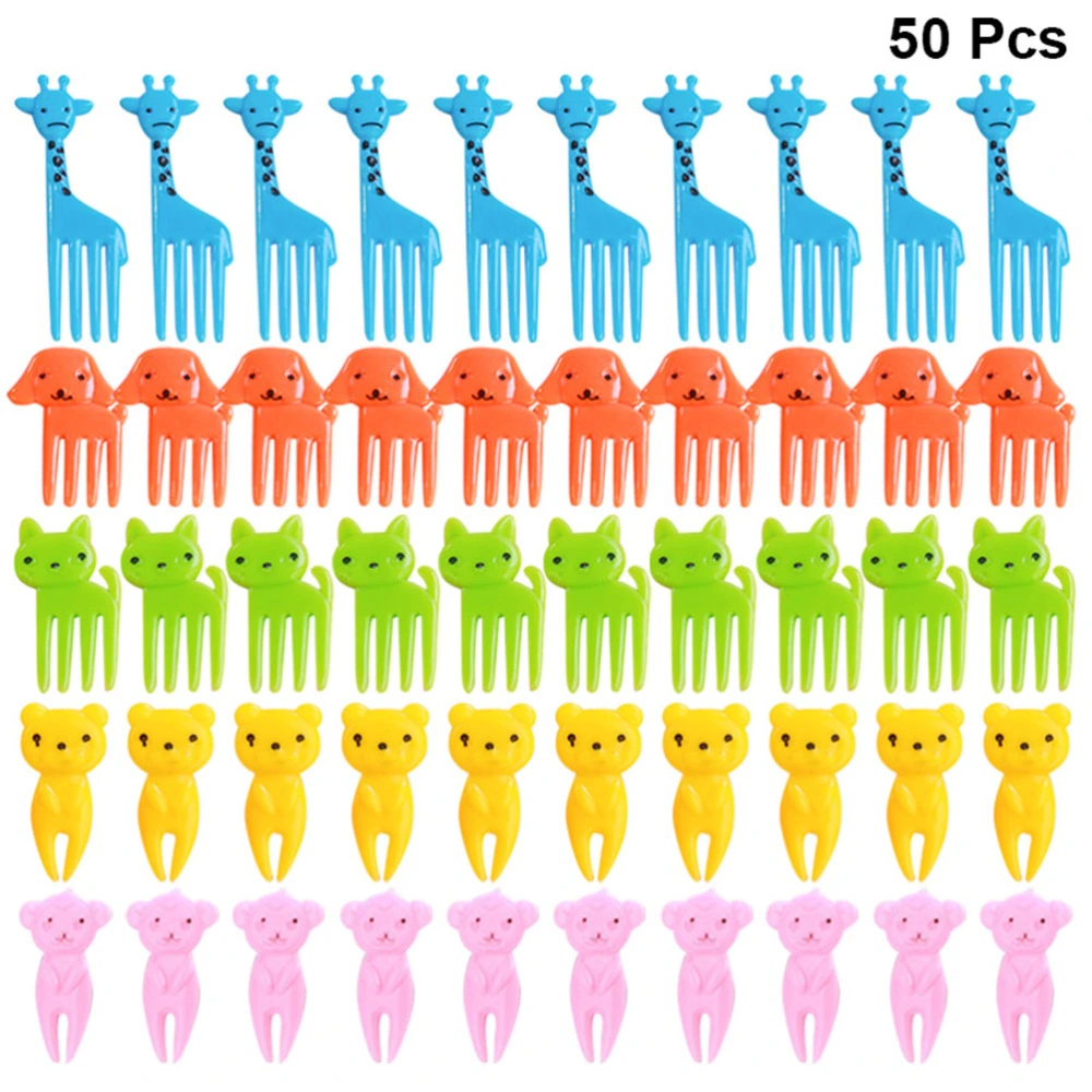 50 Pcs Mixed Cartoon Animal Fruit Fork Food Picks Dessert Fruit Picks for for Bento Sandwich Appetizer