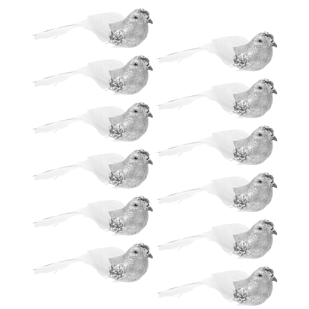 12pcs Decorative Garden Adornments Bird Model Ornaments Christmas Garden Decors