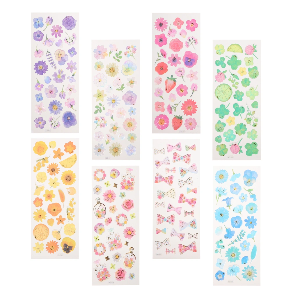 8 Sheets Flower Stickers Scrapbooking Stickers Assorted Flower DIY Stickers