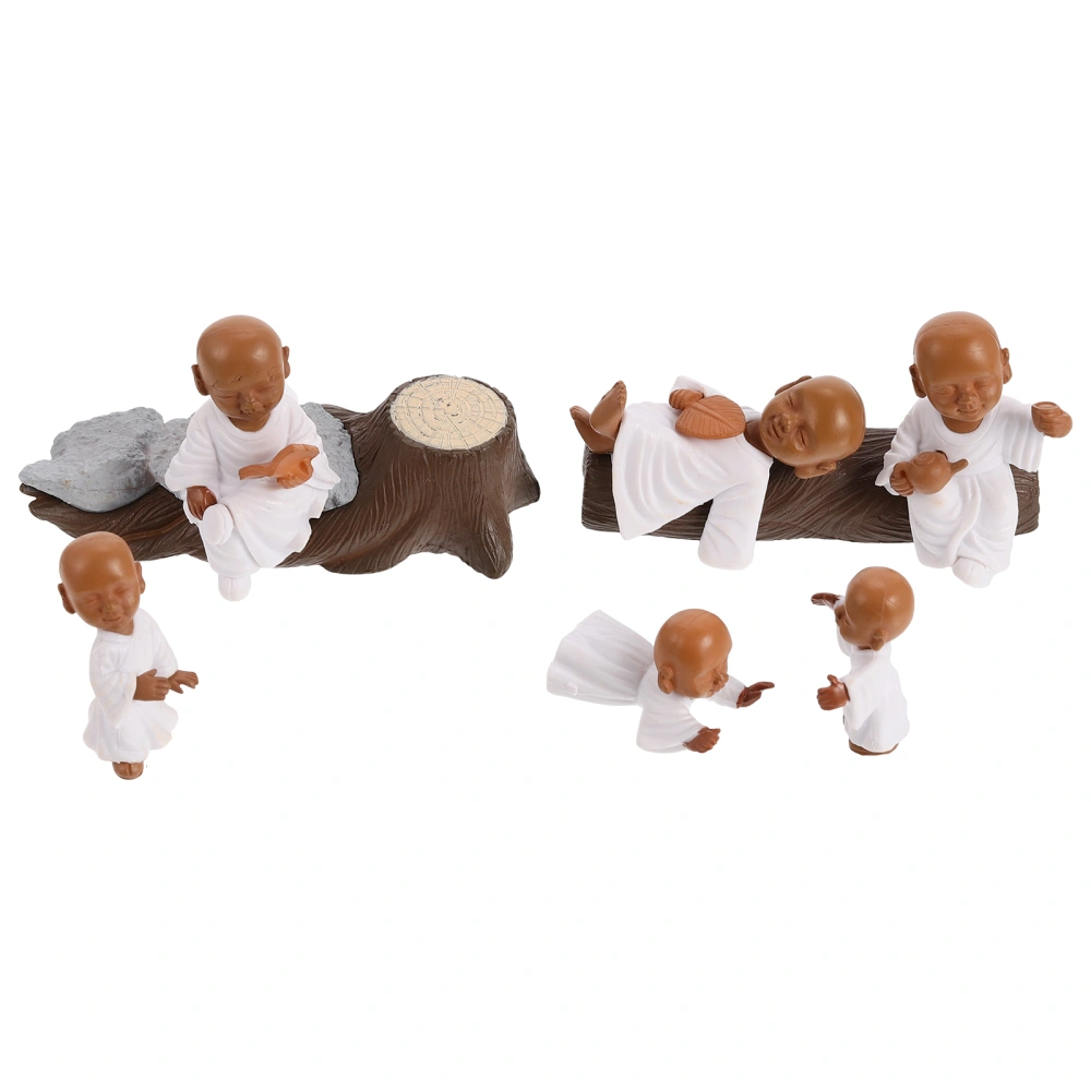 1 Set of Monk Statue Decor Plastic Monk Small Monk Figurine Cabinet Table Plastic Ornament