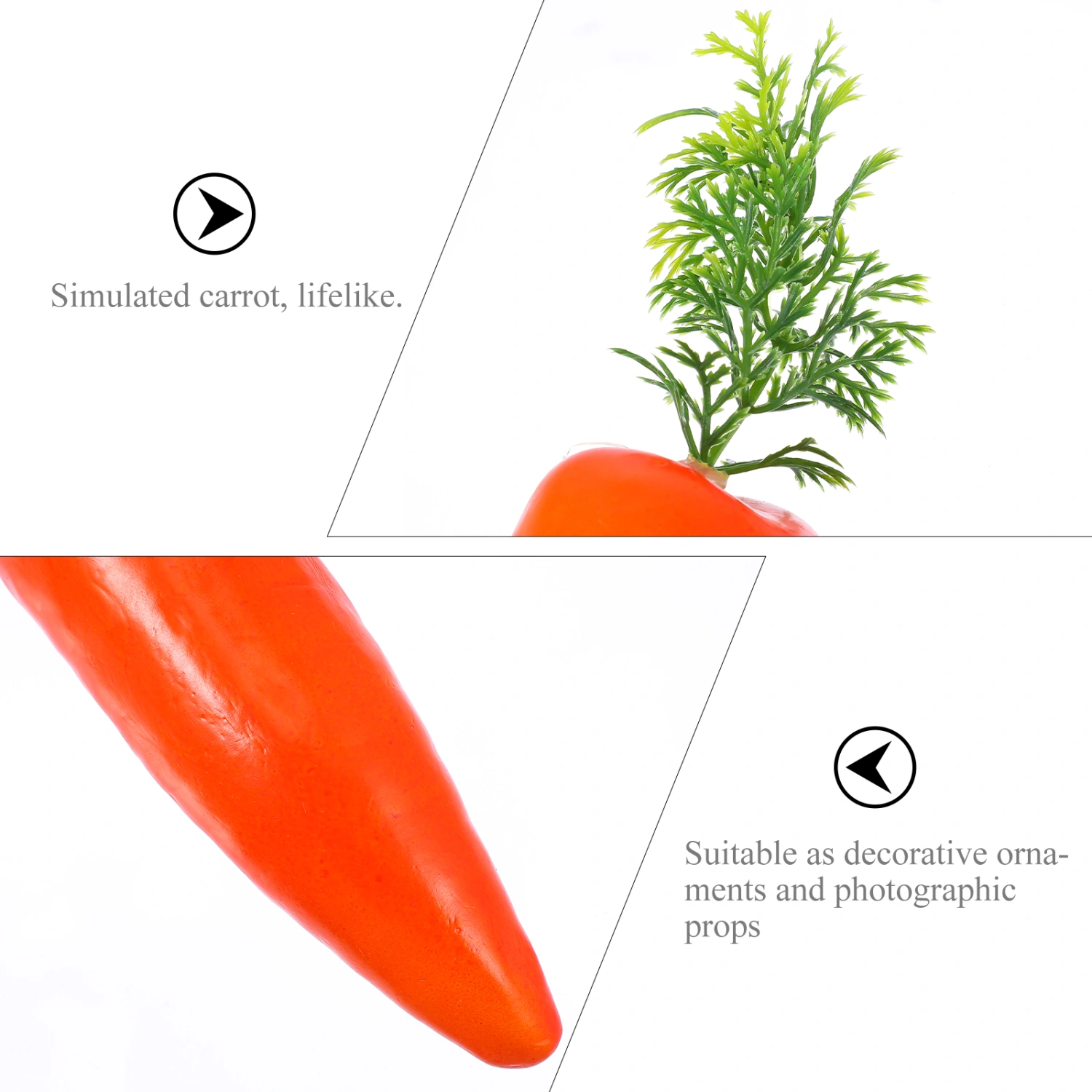 3pcs Artificial  Easter Carrot Ornaments Simulation Easter Foams Carrots for Party DIY Crafts