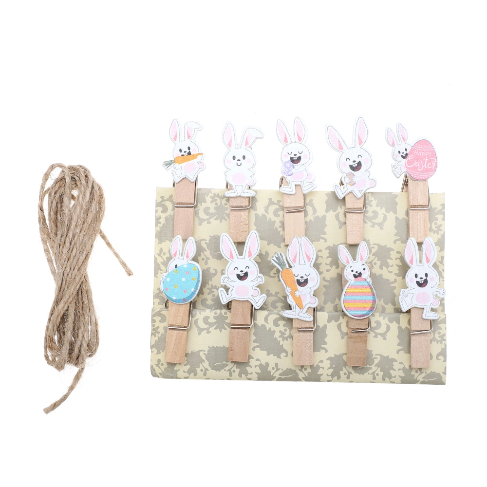 3Sets Exquisite Photo Clips Creative Rabbit Photo Holders with Hemp Rope