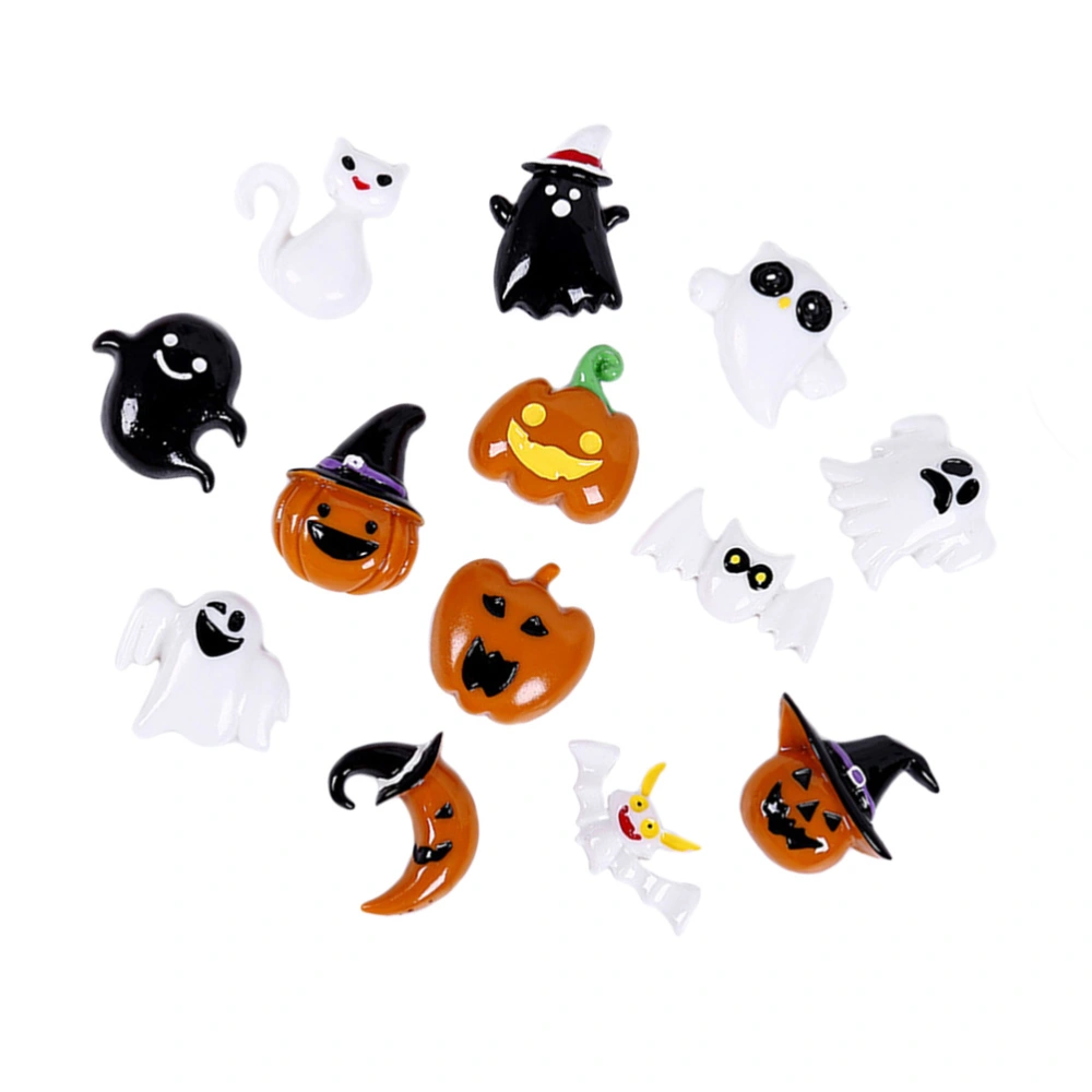 30pcs Halloween Pumpkin DIY Resin Accessories Ghost Flatback Embellishment Accessories for Craft Making Party Decoration