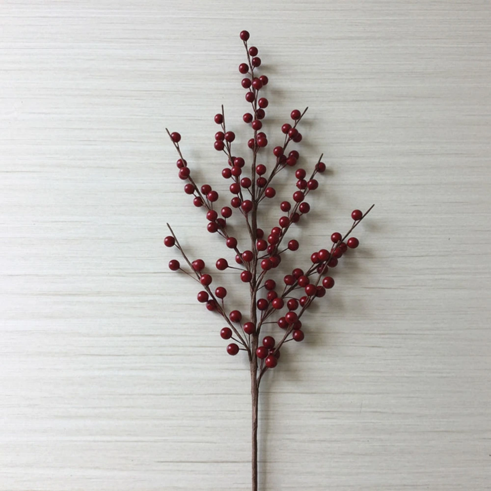 1PC Simulated Berries Sticks Decor Lifelike Berries Twig Decor Artificial Berry Twig Decor Vivid Berry Cuttings Decor Festival Household Berries Twig Ornament for Home Office (Red)