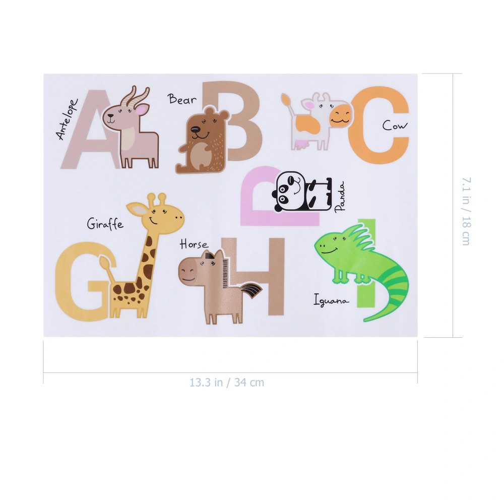 4Pcs Watercolor Animal Alphabet ABC Kids Wall Stickers for Kindergarten