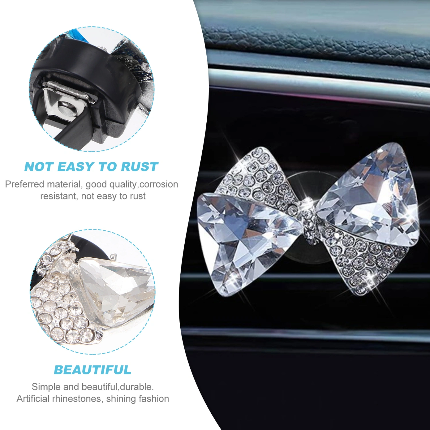 2pcs Stylish Bow-knot Perfume Clips Pretty Vent Clips Lovely Air Outlet Decors