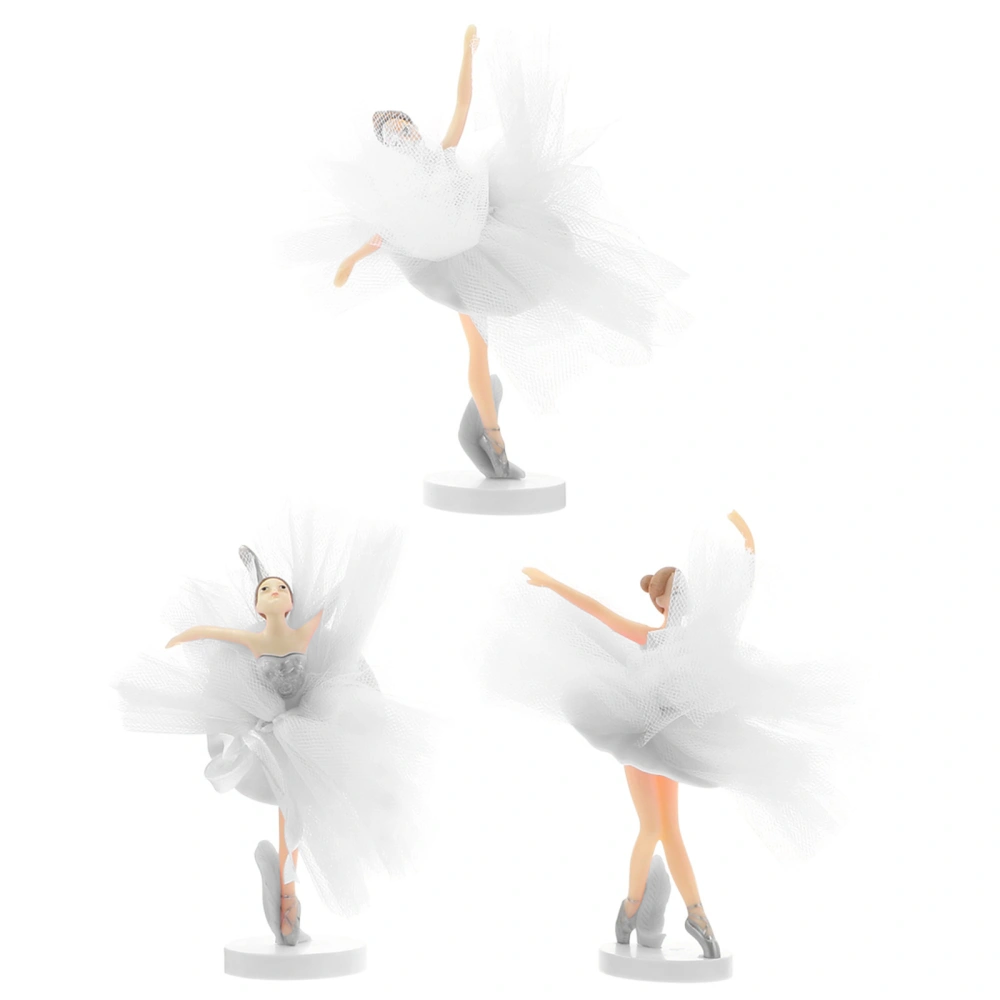 3 Sets Ballerina Cupcake Toppers Birthday Cake Decor Tulle Girl Cake Topper