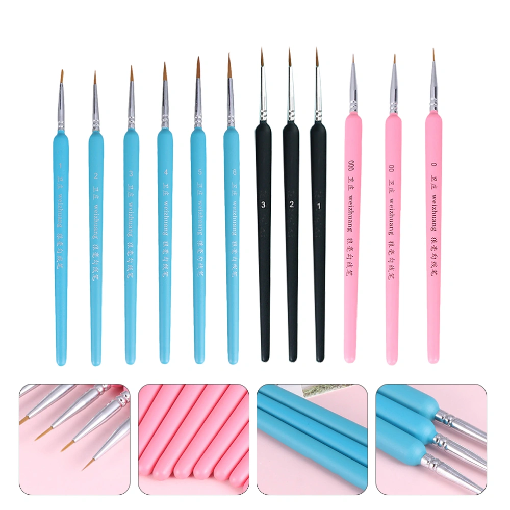 9pcs Detail Paint Brush Watercolor Liner Drawing Pens Miniature Painting Brush