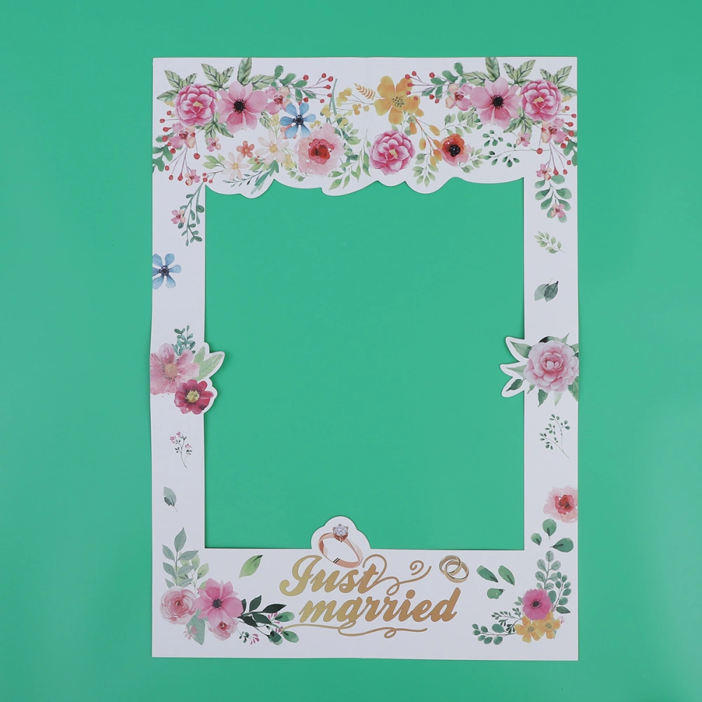 Occident Wedding Party Paper Photo Frame Romantic Floral Picture Frame Handheld Photo Prop Seaside Holiday Wedding Party Album Photo Prop