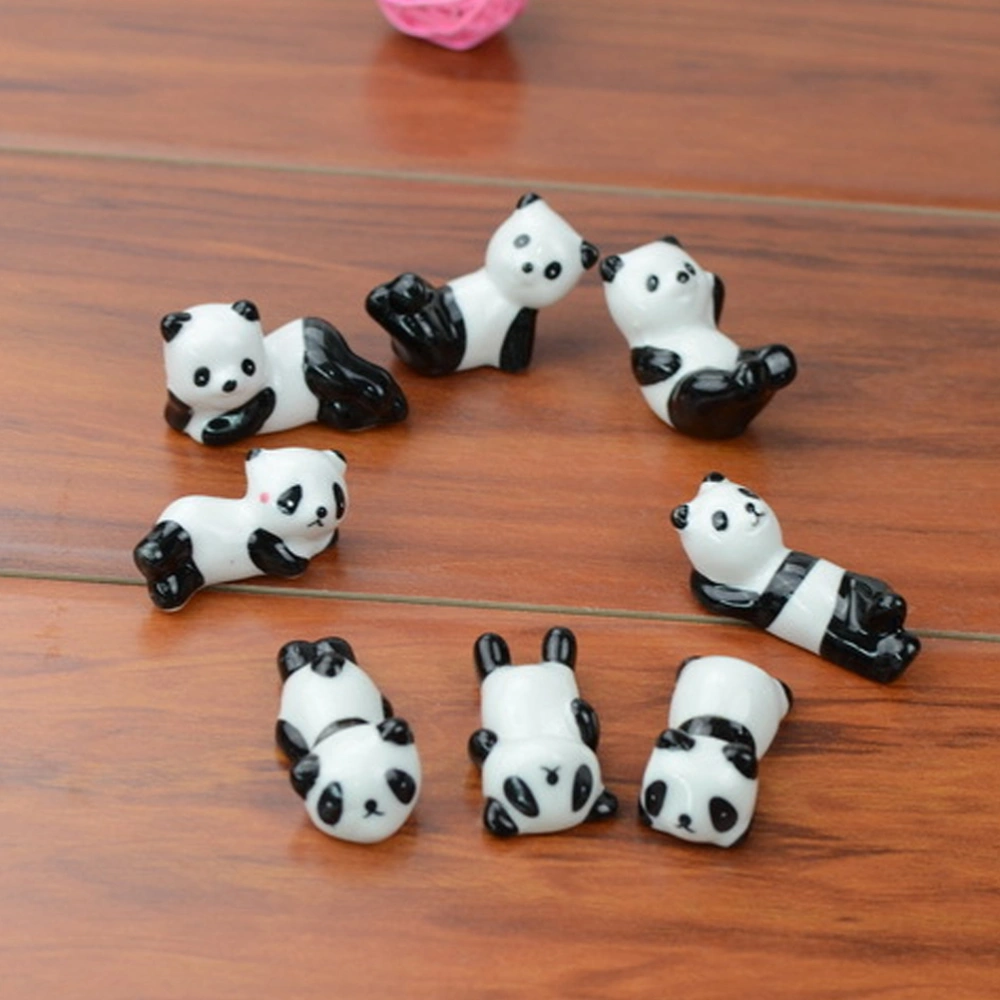 4 Pcs Ceramic Panda Chopsticks Rack Cartoon Animal Chopsticks Holder Household Chopsticks Rest Kitchen Desktop Tableware Supplies (Black+White)