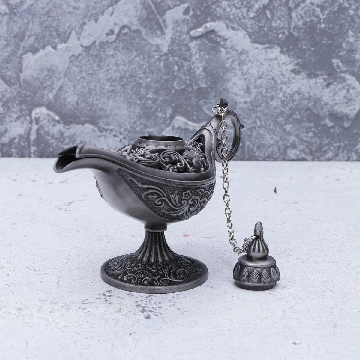 Incense Burner Metal Crafts Antique Incense Burner Holder Wishing Lamp Dark Grey Desktop Adornment Bronze