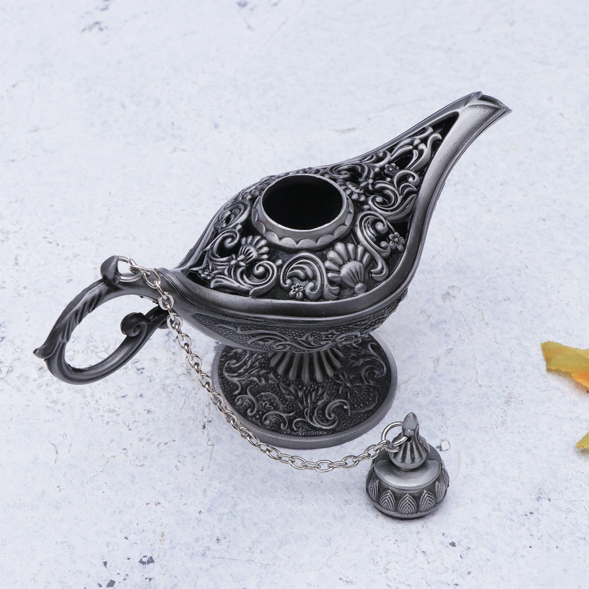 Incense Burner Metal Crafts Antique Incense Burner Holder Wishing Lamp Dark Grey Desktop Adornment Bronze
