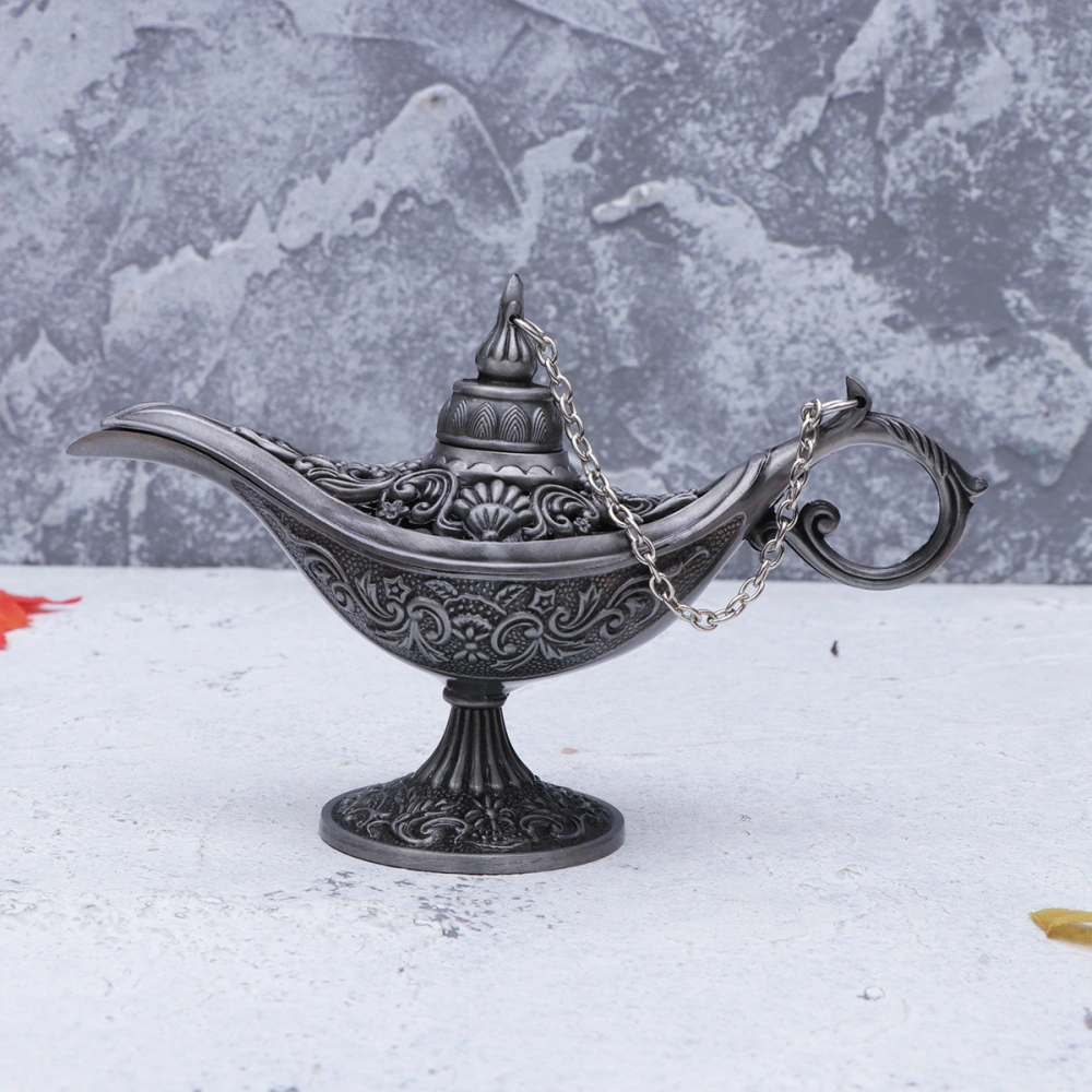 Incense Burner Metal Crafts Antique Incense Burner Holder Wishing Lamp Dark Grey Desktop Adornment Bronze